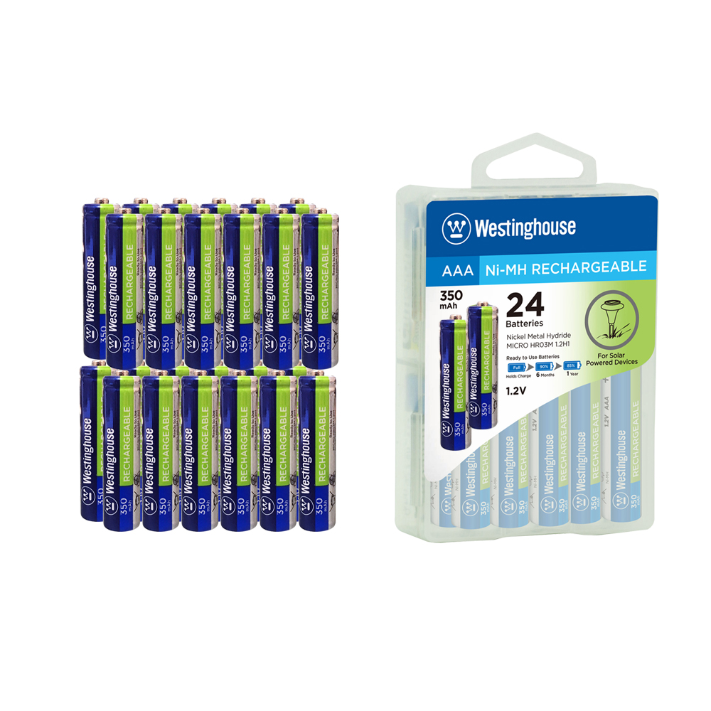 Westinghouse Always Ready Charge AAA 1.2 Volt 350mah Ni-Mh Solar Rechargeable Battery - LED Garden Light - Pack of 24
