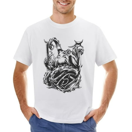 Black Picture Men’s Graphic T-shirt Vintage Short Sleeve Sport Tee White L