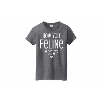 Women's L.a. Imprints Women's Tees for Cat Lovers S Graphic Tees & Tanks Feline Meow (Graphite Heather) Grey