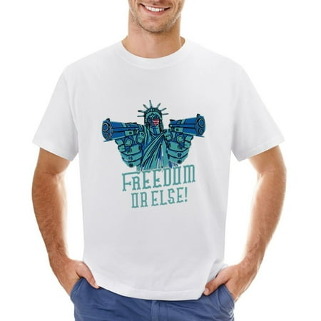 FREEDOM or ELSE! Men’s Graphic T-shirt Vintage Short Sleeve Sport Tee White L