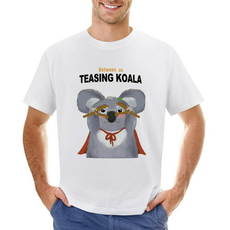 Between Us Teasing Koala Men’s Graphic T-shirt Vintage Short Sleeve Sport Tee White L