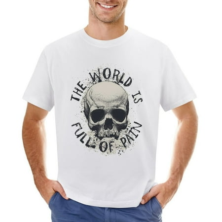 The World Is Full of Pain Men’s Graphic T-shirt Vintage Short Sleeve Sport Tee White L