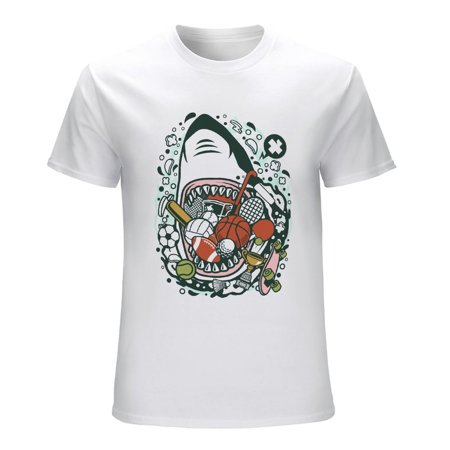 Shark Sports Men’s Graphic T-shirt Vintage Short Sleeve Sport Tee White L