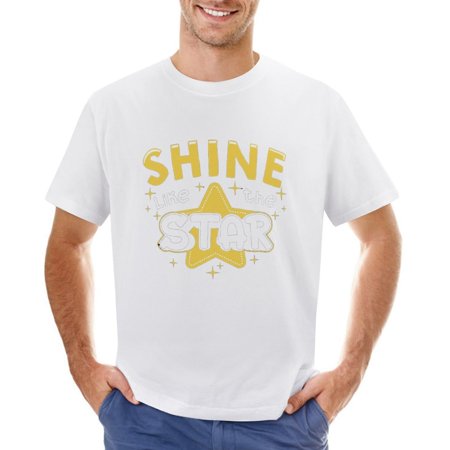 Shine Like the Star Men’s Graphic T-shirt Vintage Short Sleeve Sport Tee White L