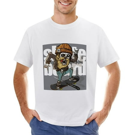 Skate Board Men Men’s Graphic T-shirt Vintage Short Sleeve Sport Tee White L