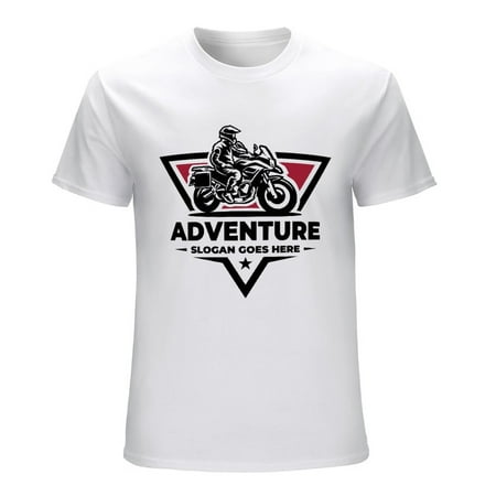 Adventure Touring Motorbike Men’s Graphic T-shirt Vintage Short Sleeve Sport Tee White L