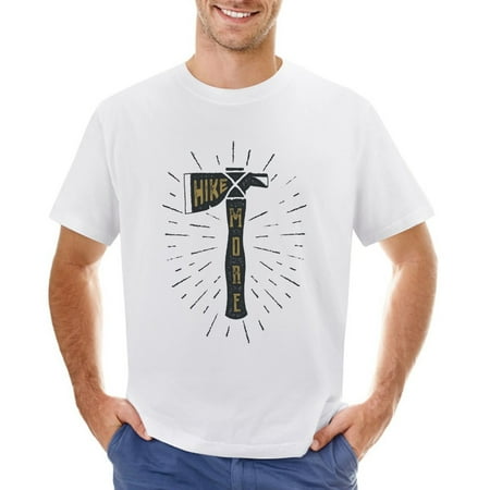 Hike More Men’s Graphic T-shirt Vintage Short Sleeve Sport Tee White L
