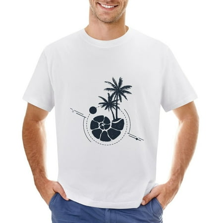 Round Shell Men’s Graphic T-shirt Vintage Short Sleeve Sport Tee White L