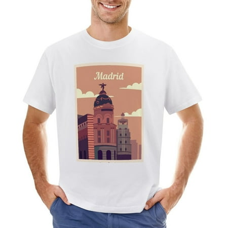 Madrid Men’s Graphic T-shirt Vintage Short Sleeve Sport Tee White L