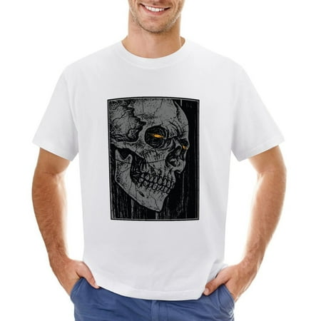 Skull Horror Men’s Graphic T-shirt Vintage Short Sleeve Sport Tee White L