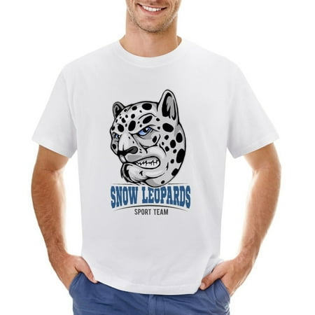 Snow Leopards Sport Team Men’s Graphic T-shirt Vintage Short Sleeve Sport Tee White L
