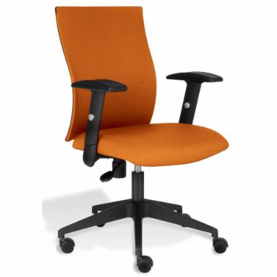 Unique Furniture Kaja 40'' H Mobile Office Chair with Tpad - Arms and Lumbar Support - Orange with Black Base, 5325-5328