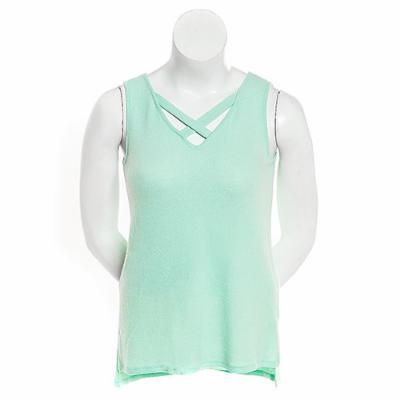 Juniors Moa Moa Lattcie Detail V-neck Brushed Tank L, Pale Mint