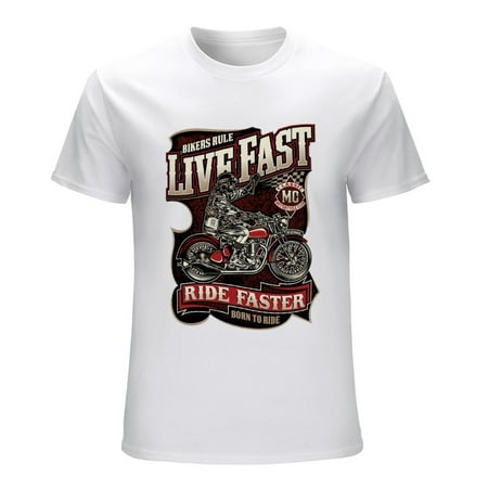 Eye Catching LIVE FAST DIE LAST Design Men’s Graphic T-shirt Vintage Short Sleeve Sport Tee White L