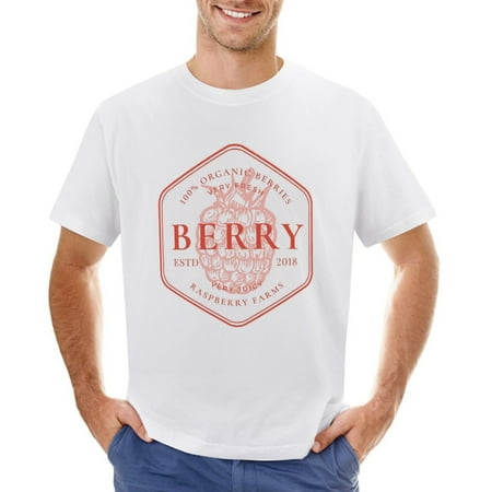 BERRY Men’s Graphic T-shirt Vintage Short Sleeve Sport Tee White L