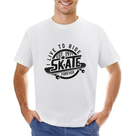 Live to Ride Skate Est 1971 Skateboard Men’s Graphic T-shirt Vintage Short Sleeve Sport Tee White L