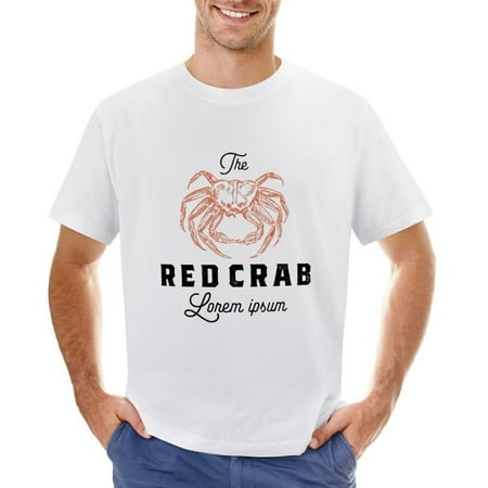 RED CRAB Men’s Graphic T-shirt Vintage Short Sleeve Sport Tee White L