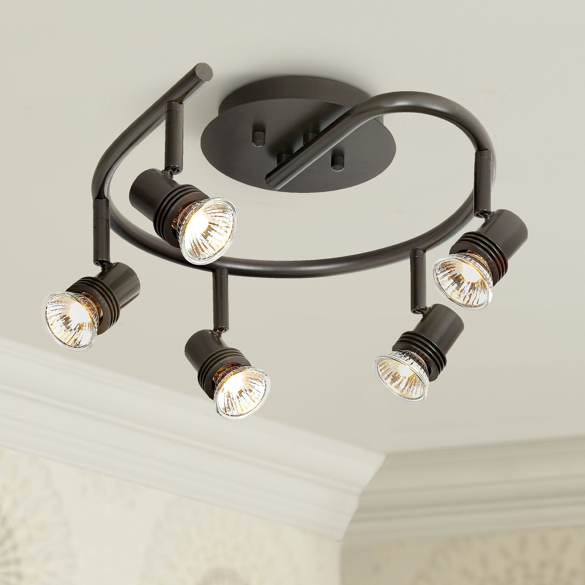 Pro Track Spiral 15 3/4 Bronze 5-Light LED Track Style Ceiling Light