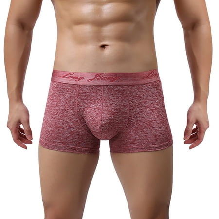 CLZOUD Men S Underwear Soft Breathable Boxer Briefs Red Men S Mid-Waist Soft Briefs Pure Color Underwear L