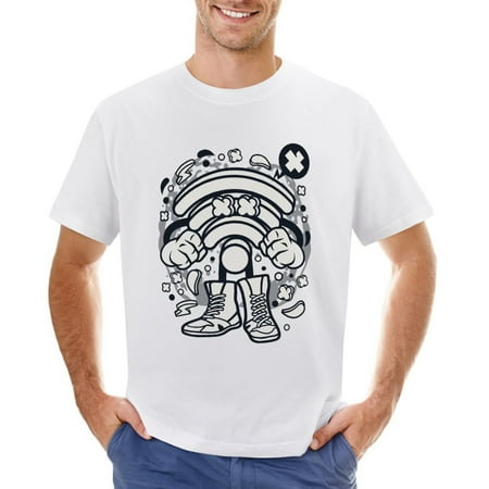 Wifi Men’s Graphic T-shirt Vintage Short Sleeve Sport Tee White L