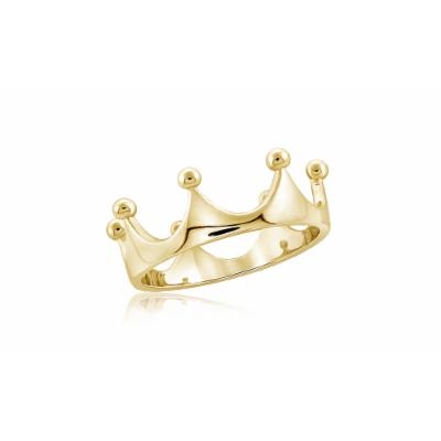 Jewelonfire Sleek Imperial Crown Ring in SS 18988 8 Yellow Gold Plated Silver Gray/Yellow