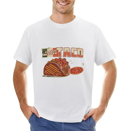 TACO Men’s Graphic T-shirt Vintage Short Sleeve Sport Tee White L