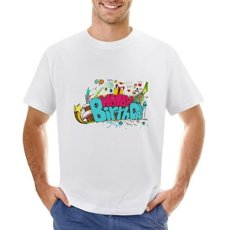 Hapdy Birthday Men’s Graphic T-shirt Vintage Short Sleeve Sport Tee White L