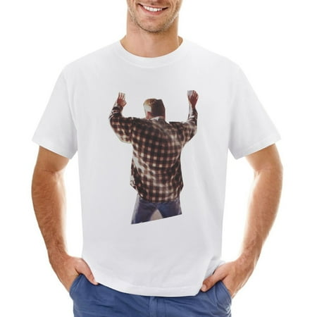 Hands-up Men’s Graphic T-shirt Vintage Short Sleeve Sport Tee White L