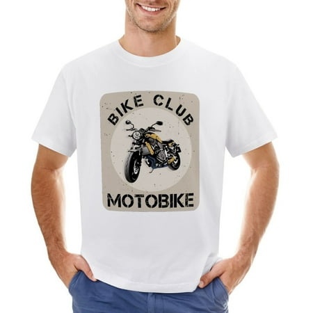 Bike Club Men’s Graphic T-shirt Vintage Short Sleeve Sport Tee White L