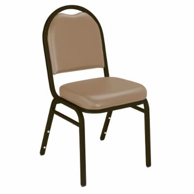 Multiples of 40 Chairs National Public Seating 9201-M Dome Style Stack Chair with 2 Padded Seat, Mocha Metal Frame, and French Beige Vinyl Upholstery