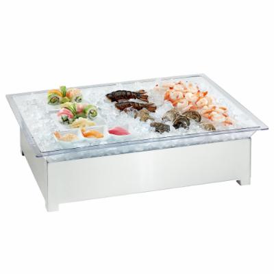 Cal-Mil 3034-55 Stainless Steel Ice Housing System with Ice Pan, Drainage Hose, and LED Light - 49 1/2 X 25 1/2 X 8 1/2