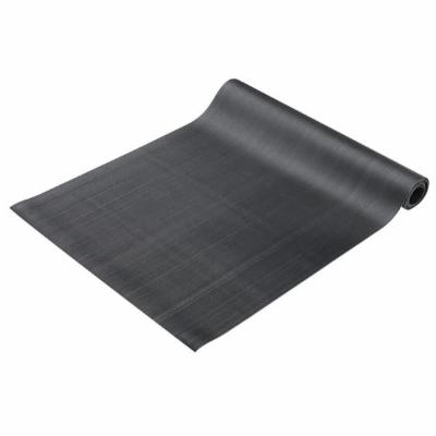 Cactus Mat 1010R-C4 Deep Groove 4' Wide Corrugated Black Vinyl Runner Mat - 1/8 Thick