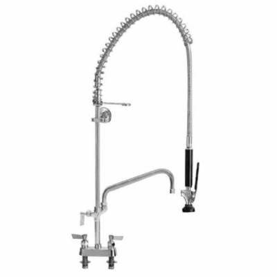 Fisher 34312 Deck Mounted 38 High Pre-Rinse Faucet with 4 Centers, 10 Add-on Faucet, and Wall Bracket