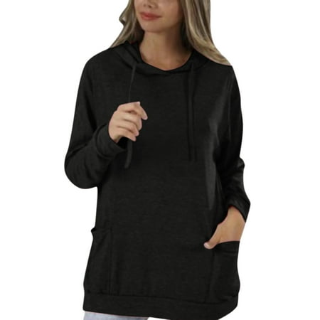 GWAABD Womens Oversized Sweatshirt Women Fashion Solid Color Hooded Pocket Long Sleeve Casual Sweater