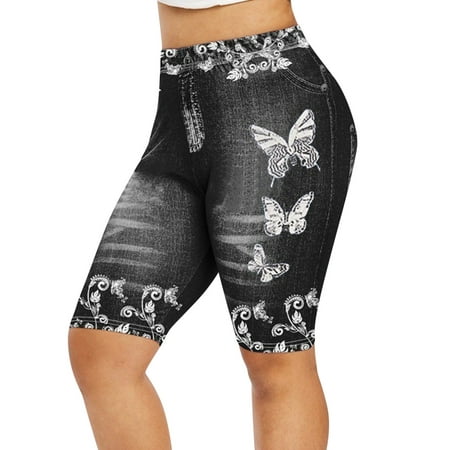 CLZOUD Womens Yoga Leggings Black Polyester Women S Casual Running Tights Floral Print Slim High Waist Stretch Fitness Pants Yoga Leggings Xxxl