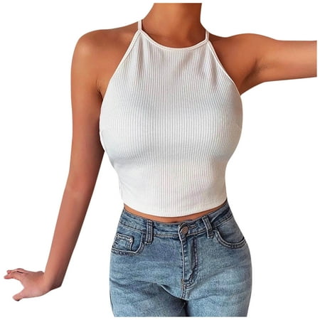 GWAABD Casual Backless Tops for Women Strap Neck Open Back T-shirt Vest Fashion Women S Vest Hanging Women S Blouse Women S Women S Blouse