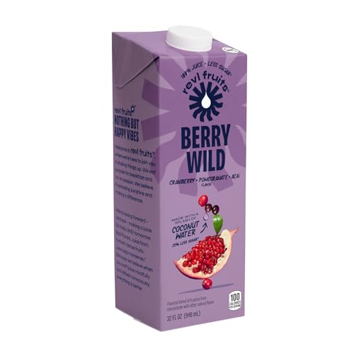 Revl Fruits™ 100% Juice, No Added Sugar, Cranberry Pomegranate Acai, Berry Wild, 32 Fl Oz. Carton