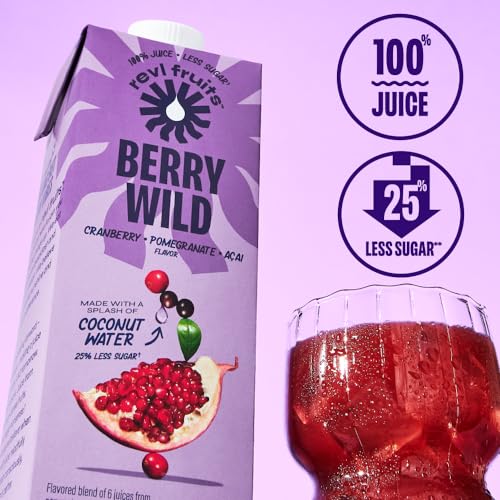 Revl Fruits™ 100% Juice, No Added Sugar, Cranberry Pomegranate Acai, Berry Wild, 32 Fl Oz. Carton thumbnail