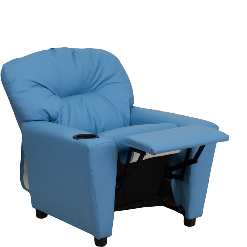 Delacora FF-BT-7950-KID 28 Inch Tall Wood Framed Vinyl Standard Fixed Leg Reclin