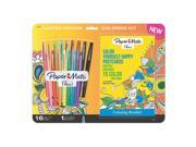 Paper Mate 2016888 Flair Felt Tip Pens  Medium Point  Assorted Colors with Positive Postcards Adult Coloring Book  17 Count  Assorted Core Colors