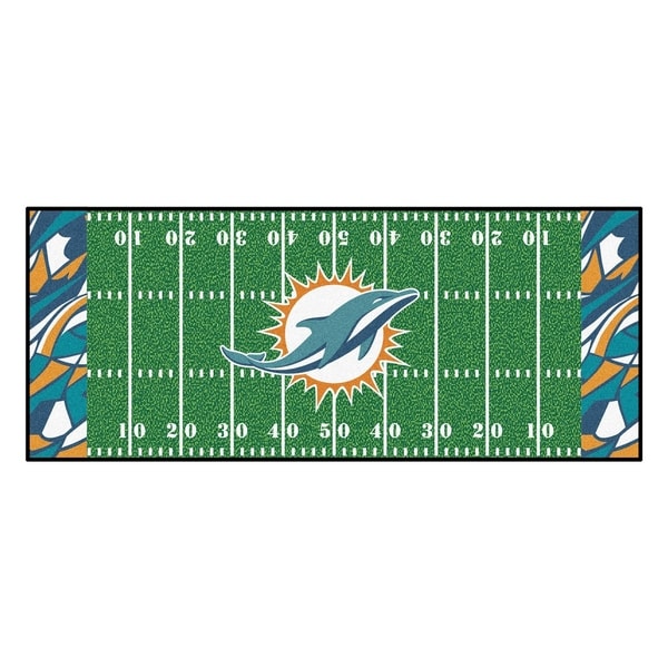 23310 30 X 72 in. Miami Dolphins Football Field Runner Mat - XFit Design, Pattern