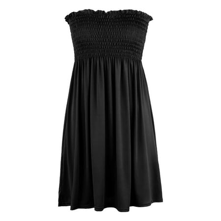 CLZOUD Womens Summer Dresses Black Cotton Women S Cover up Beach Strapless Mini Dress Beach Skirt Summer S