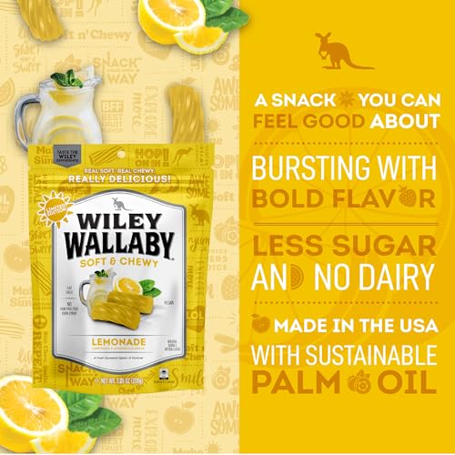 Wiley Wallaby Licorice 7.05 Ounce Classic Gourmet Soft & Chewy Australian Lemonade Licorice Candy Twists, 1 Pack thumbnail