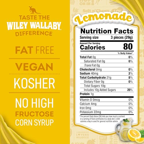 Wiley Wallaby Licorice 7.05 Ounce Classic Gourmet Soft & Chewy Australian Lemonade Licorice Candy Twists, 1 Pack thumbnail