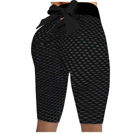 CLZOUD Plus Size Yoga Pants Black Acrylic Women S Casual Tight-fitting Skinny Lifting Fitness Sports Yoga Shorts S