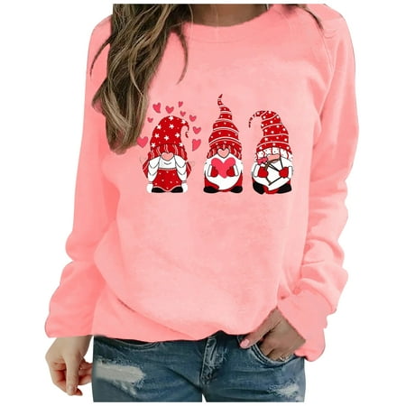 GWAABD Long Sleeve Purple Shirt Women Sweatshirt Blouse Top Christmas Doll Printing Pullover