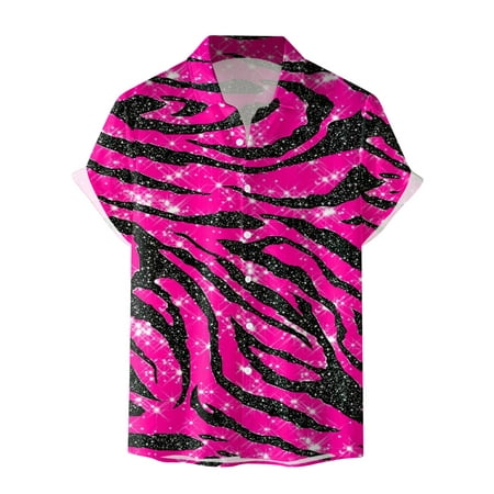 Zuwimk T Shirts for Men Graphic Men S Black and White Striped T Shirt Short Sleeve Crew Neck Tee Outfits Tops Hot Pink L