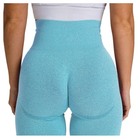 CLZOUD Women S Yoga Leggings Light Blue Polyester Women S Fitness Pants Tight-fitting Stretch -up Yoga Pants