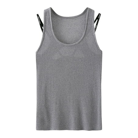 GWAABD Crop Halter Top Women S Summer Sleeveless Casual Knitted Tops Basic Loose Solid Color Shirts Casual Tank