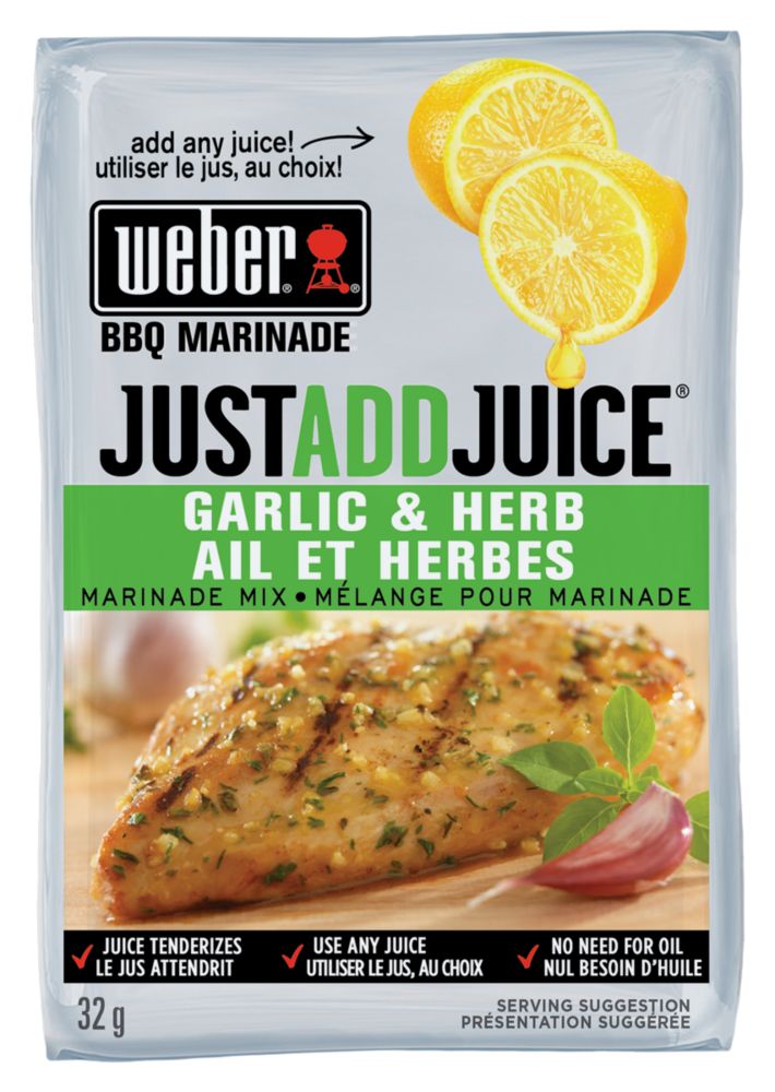 Weber Just Add Juice Garlic & Herb BBQ Marinade Mix  32g/1.12 Oz. Pouch
